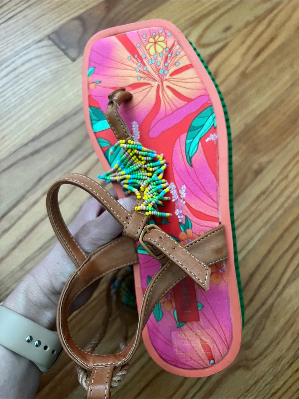FARM Rio Vibrant Beaded Floral Tropical Print Sandal Size 9 / EU 40 - Picture 11 of 14